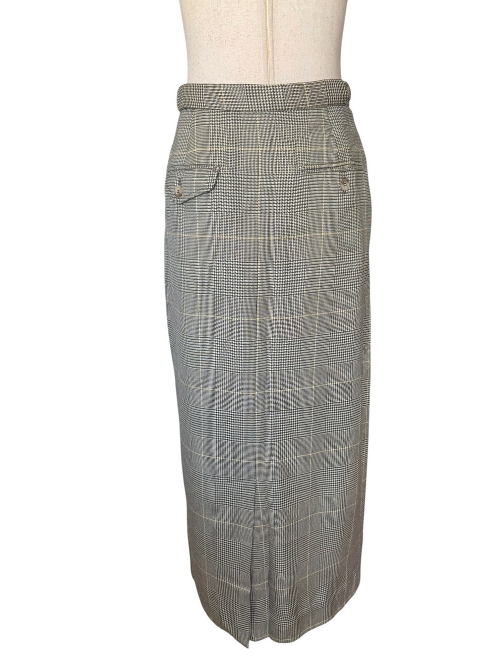 Vintage 70s 80s Ralph Lauren Glen Plaid Midi Skirt Classic Preppy sz Small - Picture 6 of 16
